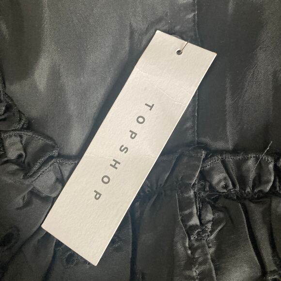 Topshop Eyelet Blouse Womens Size 4 Black Button Front - Picture 10 of 16